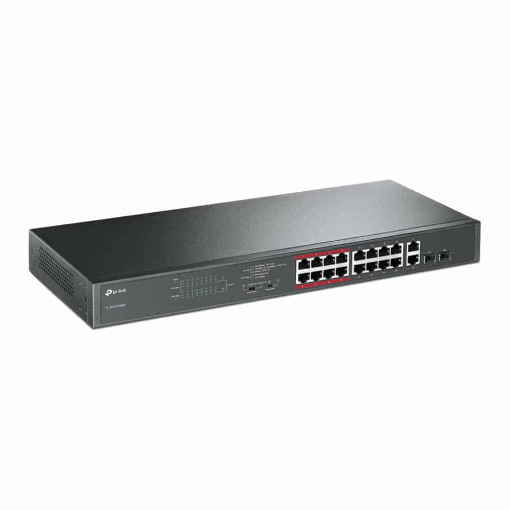 TP-LINK 16-Port 10-100Mbps + 2-Port Gigabit Unmanaged PoE Switch